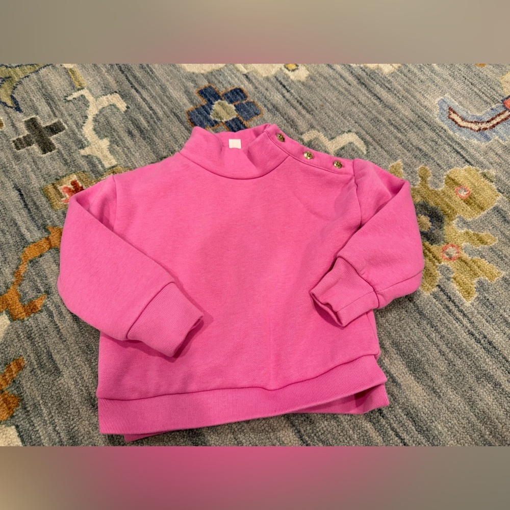Crewcuts Toddler Girls pink Crewneck sweatshirt gold shoulder poppers size XXS